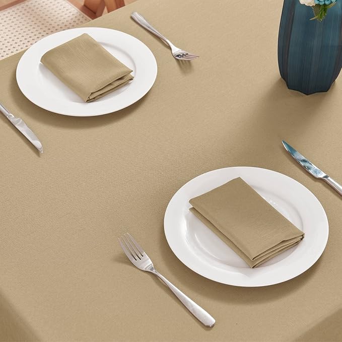 Faux Linen Rectangle Tablecloth Waterproof 60x84 inch Table Cloth Stain and Wrinkle Resistant Washable, Decorative Fabric Table Cover for Dining, Kitchen, Wedding and Parties, Coffee