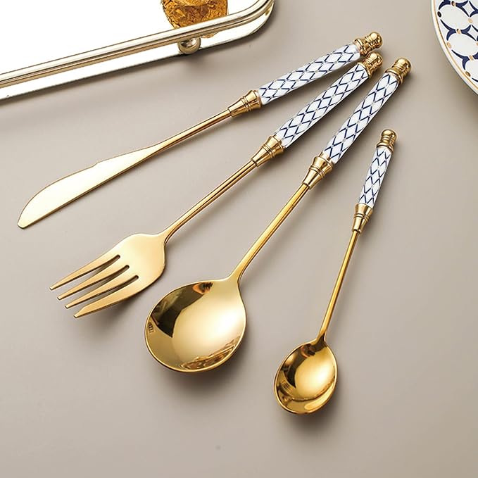 40-piece Silverware Set With Ceramic Handle, Premium Food Grade Stainless Steel Flatware Sets, Mirror Polished Cutlery Set, Dishwasher Safe (for 8 People)
