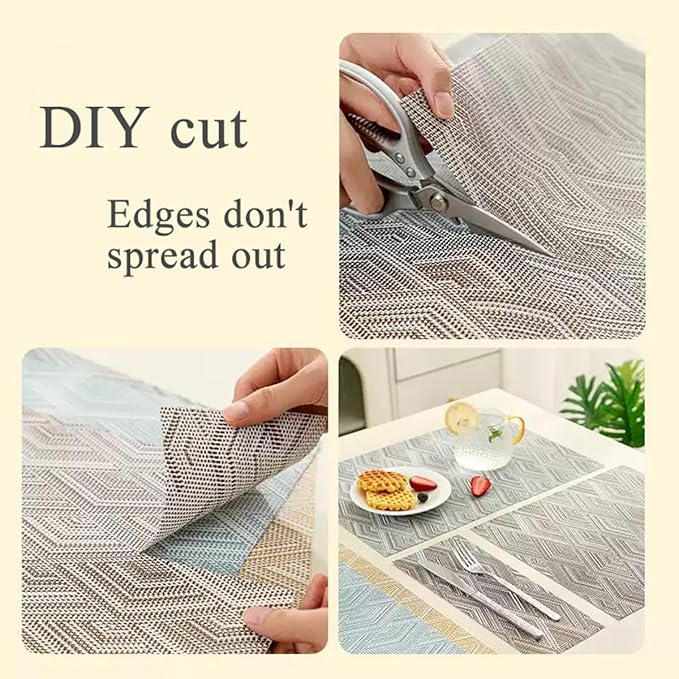 Druable Placemats Set of 4, Plastic Heat-Resistant Non-Slip Vinyl Place Mats Washable Easy to Clean Indoor Outdoor (18"x12", Blue)