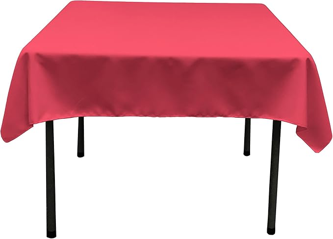 LA Linen Polyester Poplin Washable Square Tablecloth, Stain and Wrinkle Resistant Square Table Cover 52x52, Fabric Table Cloth Square for Dining, Kitchen, Party, Holiday 52 by 52-Inch, Fuchsia