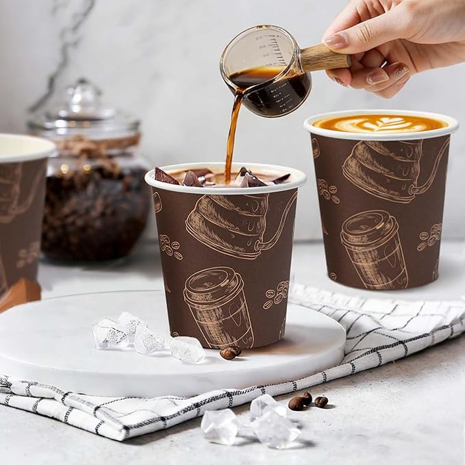 300 Pack 6 oz Disposable Paper Cups, Food Safe Paper Coffee Cups Hot Cold Beverage Drinking Cup for Coffee, Water, Tea, Juice, Espresso