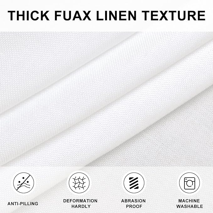 Hiasan Round Linen Table Cover 30 Inch - Wrinkle and Stain Resistant Washable Polyester Fabric Table Cloth for Dining Room Kitchen Party, White