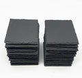 24 Pack 4 inch Square Slate Coasters,Handmade Natural Rough Edge,with Integral Anti-Skid pad,Laser Engraving Blanks,Stone Coasters