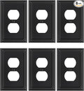 6-Pack Duplex Outlet Cover, Black Metal Wall Plates for Electrical Outlets, 1 Gang Receptacle Light Switch Cover, Pearls Beaded Decorative Switch Plates and Outlet Covers