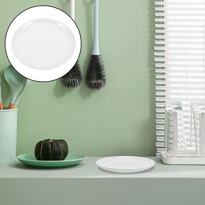 White Melamine Dinner Plates round 201mm, Sturdy Plastic China Plates for Home and Commercial Use, Farmhouse Style Tableware for Bbq, Salad, Snack Serving