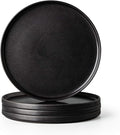 AmorArc Ceramic Dinner Salad Plates Set of 4, 8.5 Inch Reactive Matte Glaze Dish Set, Dessert, Salad, Appetizer, Small Dinner Plate, Microwave, Dishwasher Safe,Scratch Resistant,Reactive Matte Black