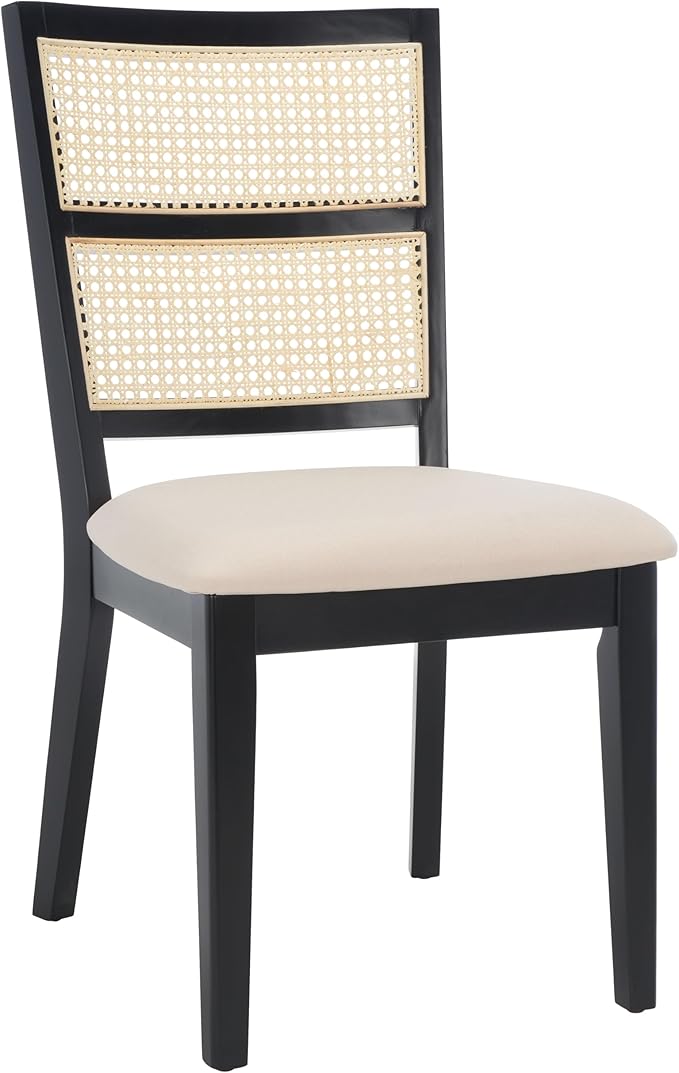 SAFAVIEH Home Collection Toril Coastal Black/White/Natural Dining Chair Set of 2