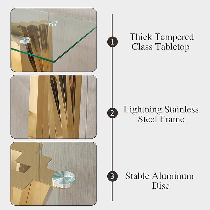 SSLine Modern 70" Glass Dining Table Set for 8, Rectangular, Green, Velvet Upholstered Chairs, 300 lbs Weight Capacity
