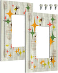 Outlet Covers Mid Century Modern Retro Stars 1 Gang Wall Plate Single Rocker Light Switch Cover Decorative GFCI Receptacle Electrical Switchplate for Bathroom Bedroom Decor（2 Pack）