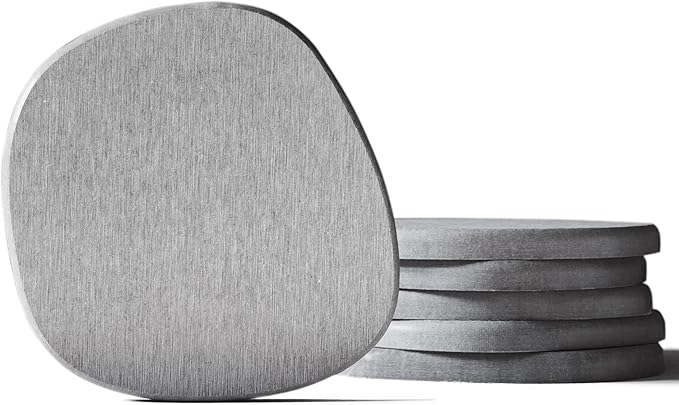 Diatomaceous Earth Coasters Set of 6 for Drinks, Moisture Water Absorbent Stone Coasters for Table Desk at Work, Water Absorbing Instant Drying Diatomite, Modern Light Grey