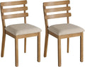 Vintage Farmhouse Dining Chairs with Ladder Back, French Country Dining Chairs Wood, Fabric Upholstered Dining Chair of 2