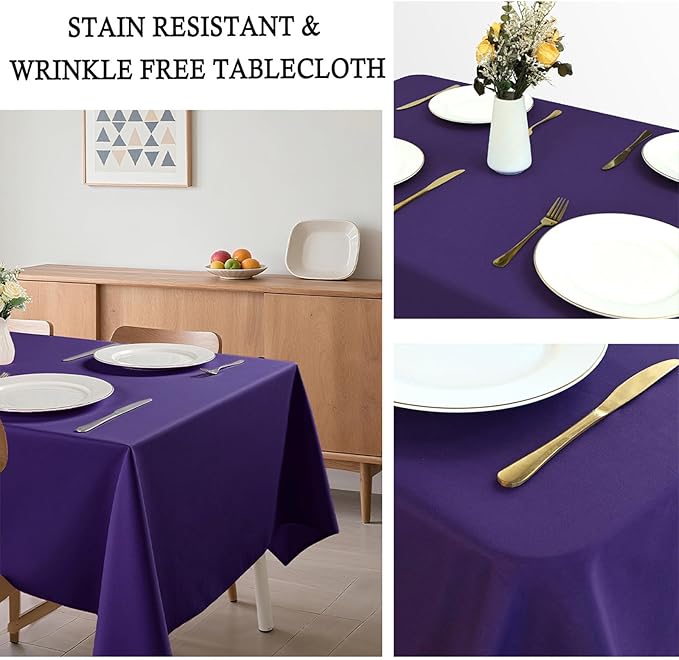 8 Pack Purple Tablecloth 60 x 102 Inch Rectangular Table Cloth for 6 Foot Rectangle Tables, Wrinkle Resistant Washable Rectangle Fabric Table Covers for Wedding Party Banquet Buffet and Camping