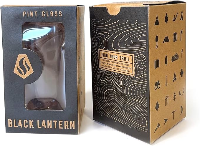 Black Lantern Set of 2 Pint Glasses – Screen Printed Drinking Glasses - 16 oz Highball Water Glasses Cups Sets Beer Glasses Tumblers Bar Glasses for Home and Kitchen (Mountain Range Panoramic)
