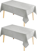 Hiasan 2 Pack Faux Linen Rectangle Tablecloth - Wrinkle and Stain Resistant Washable Table Cloth for Kitchen Dining Room Holiday Table Cover for Party Dinner, Light Grey, 30 x 60 Inch