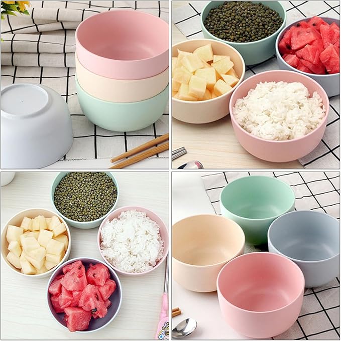8pcs Fiber Rice Bowls Eco-friendly Salad Serving and Noodle Bowls Fall-resistant Smooth Finish for Home Dining and Food Storage