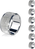 Silver Napkin Rings Set of 6,Diamond Napkin Ring for Table Decor,Thanksgiving,Christmas Napkin Rings Buckles, Anniversary, Birthday, Holiday, Party of Table Setting, Wedding Table Decoration