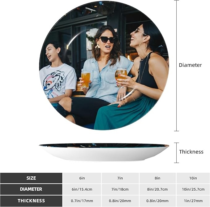 Custom Photo Ceramic Decorative Plates Personalized Porcelain Plate Add Logo Photo Text Ceramic Dinner Plate Home Decor (8 in)