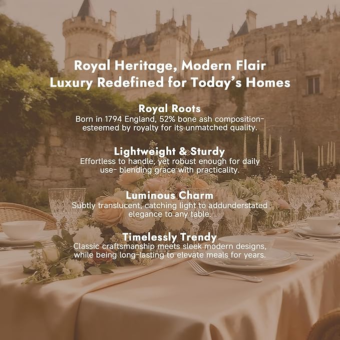 KINGSTONE Bone China Dinnerware Sets, 24-Piece Dinnerware Set for 8, Lightweight Durable, Dishwasher Safe, Tableware for Daily Use with Elegant Design, Pink