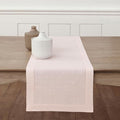 Solino Home Linen Pink Table Runner 48 Inches - Classic Hemstitch, 100% Pure Linen Coffee Table Runner 14 x 48 Inch Ideal for Dresser Tables - Valentines, Spring, Easter