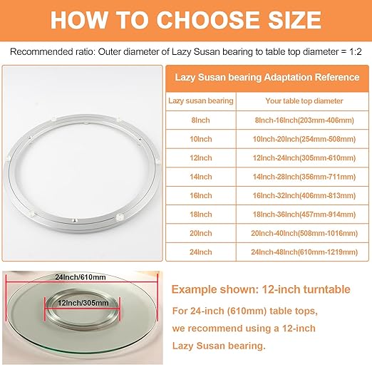 TamBee 10 Inch Lazy Susan Bearing Base - 150lb Capacity Aluminum Heavy Duty Lazy Susan Turntable Mechanism Kit for Smooth Rotation, Universal Hardware for DIY Furniture, Table (Base Only)