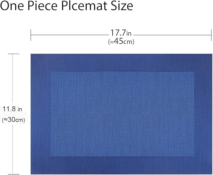 Vinyl Placemats Heat-Resistant Table Mats Washable Easy Clean Plastic Placemats for Dining Table Set of 4 (Blue)