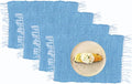 Perilla Home Placemat Set of 4 - Cotton Linen Blend Square Placemats - Farmhouse Rustic Woven Bohemian Machine Washable Table Mats with Tassels for Dining Table Decor (Sky Blue)