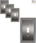 4-Pack Single Toggle Light Switch Cover Plate, Pearls Decorative Switch Plate Covers, Silver 1 Gang Metal Wall Plate, Corrosion Resistant