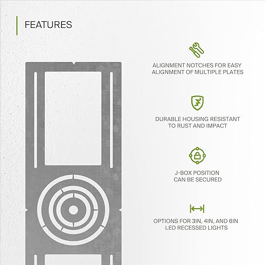 ASD 6 Pack New Construction Mounting Plate with Symmetric Round Hole - 3-4-6" Flat Steel Rough-in Wafer Light Bracket, LED Recessed Lighting Housing