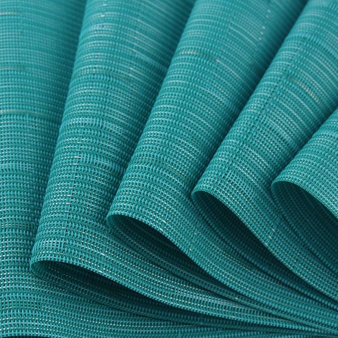 Plastic Placemats,Non Slip Washable Placemats for Dining Table Wipe Clean Table Mats Set of 6 (Cyan Blue)