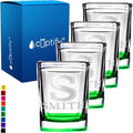Personalized Shot Glasses Set of 4 Initial and Name 2oz Green Bottom Etched Square Shot Glass Engraved with Custom Text Birthday Gift for Men and Women
