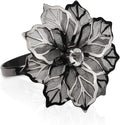 Picowe Set of 12 Alloy Napkin Rings with Hollow Out Flower Napkin Ring Holders for Wedding Party Holiday Banquet Christmas Dinner Delicate Serviette Buckles Decor Favor (Gun Metal)