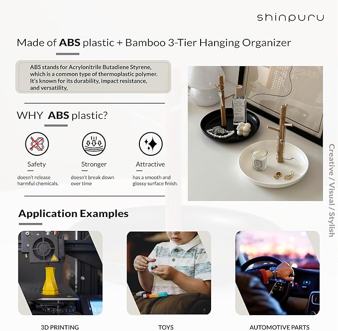 Shinpuru Key Tray & Key Bowl, Jewelry Tray with Wood 3-Tier Hanging Organizer - Multi-Functional Entryway Tray, Perfect for Key Bowl, Ring Holder, Jewelry Dish Organize (Black Square)