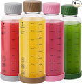 Sursip 16 oz Glass Juice Bottles – 4 Pack Borosilicate Glass Bottles with Lids – Heat-Resistant, BPA Free, Leakproof & Reusable for Juicing, Smoothies, Milk, Protein, Water