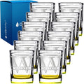 Personalized Square Shot Glasses Set of 12 Yellow Bottom 2oz Engraved Initial and Name Custom Gifts, Weddings, Birthdays, Party, Event, Decorations