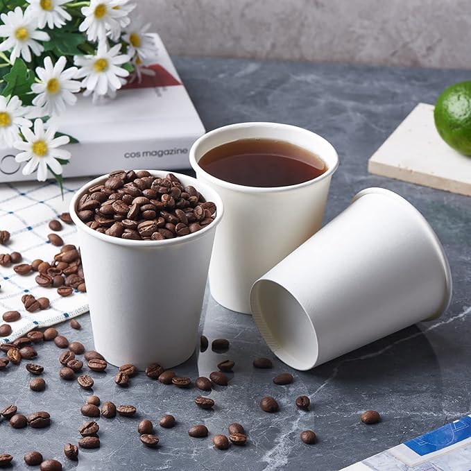 CIAO! 10oz White Paper Hot Cup, Disposable, 90mm Diameter 1,000 Count