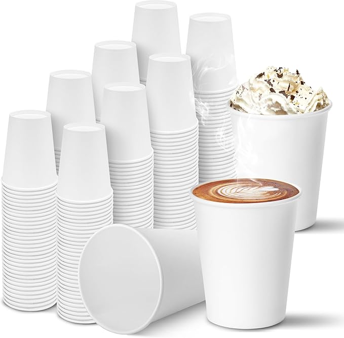 270 Pack 10 oz Disposable Paper Coffee Cups, White Paper Cups for Coffee and Water, Hot Drinking Cups for Party, Home, and Office