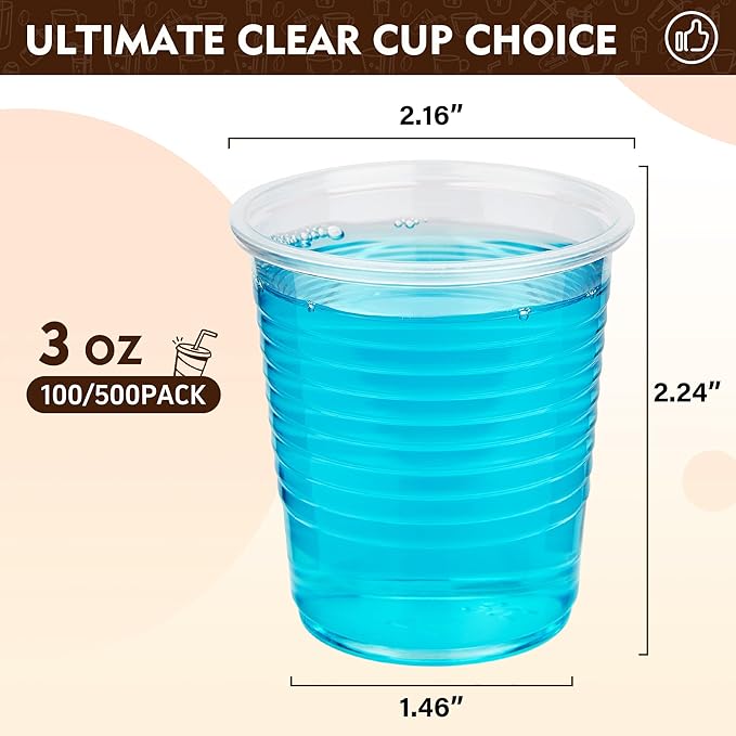 YEEHAW 3 oz Plastic Cups, 2000 Pack - Clear Disposable Drinking Water Cups for Cold Beverages, Ideal for Party