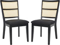 SAFAVIEH Home Collection Toril Coastal Black Frame/Black Upholstery/Natural Cane Dining Chair Set of 2