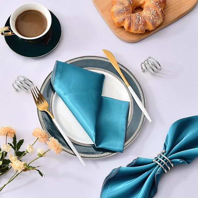 Silver Napkin Rings Set of 20, Round Metal Napkin Ring Holder, Napkin Cloth Holder Rings Gold Halloween Fall Thanksgiving Christmas Valentine Thankful Napkin Rings Coffee Dining Wedding Table Decor