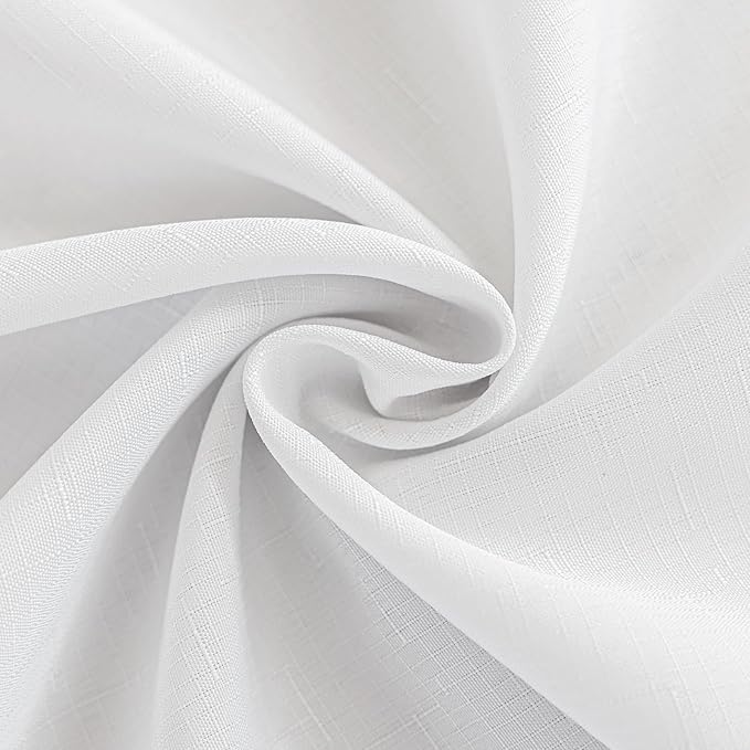 Textured White Fabric Table Cloth Rectangle 60 x 120 Inch Stain Resistant & Reusable Faux Linen Rectangular Tablecloth Easy Clean for Dining Banquet Wedding