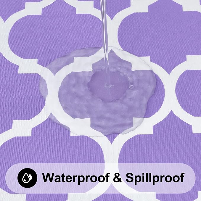 Smiry Rectangle Table Cloth, Waterproof Vinyl Tablecloth with Flannel Backing for Rectangle Tables, Wipeable Spillproof Plastic Tablecloths for Dining, Camping, Indoor and Outdoor, (60"x84", Lavender)