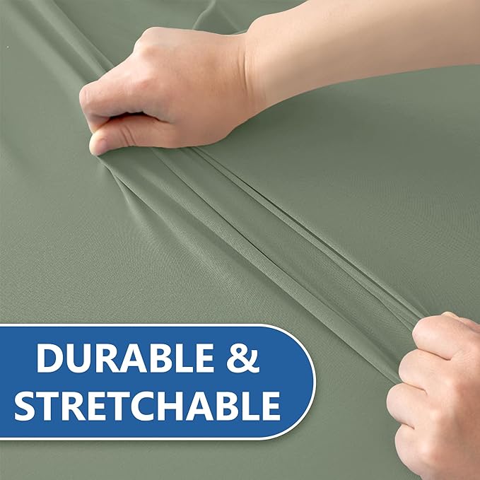 Stretch Table Cover for 6 Foot Rectangle Tables-8 Pack Sage Spandex Fitted Tablecloth-Elastic 6ft Folding Tablecloths for Party, Vendor Booth Display, Banquet Buffet Event, Craft Trade Show