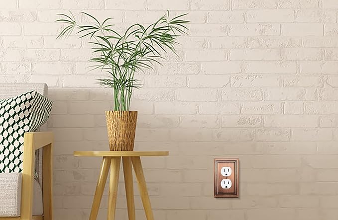 Henne Bery Sunken Pearls Heavy Duty Decorative Wall Plate Switch Plate Outlet Cover (Single Duplex, 3 Pack, Antique Copper)