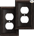 Henne Bery Sunken Pearls Heavy Duty Decorative Wall Plate Switch Plate Outlet Cover (Single Duplex, 2 Pack, Aged Bronze)