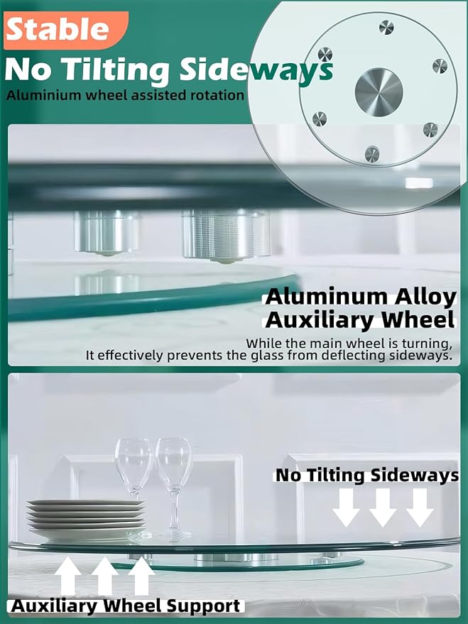 26.7 inch Lazy Susan for Table Top Tempered Glass Rotating Serving Tray for Dining Table, Kitchen Lazy Susan Organizer Spinning Rotating Food Server Party Centerpieces Heavy Duty