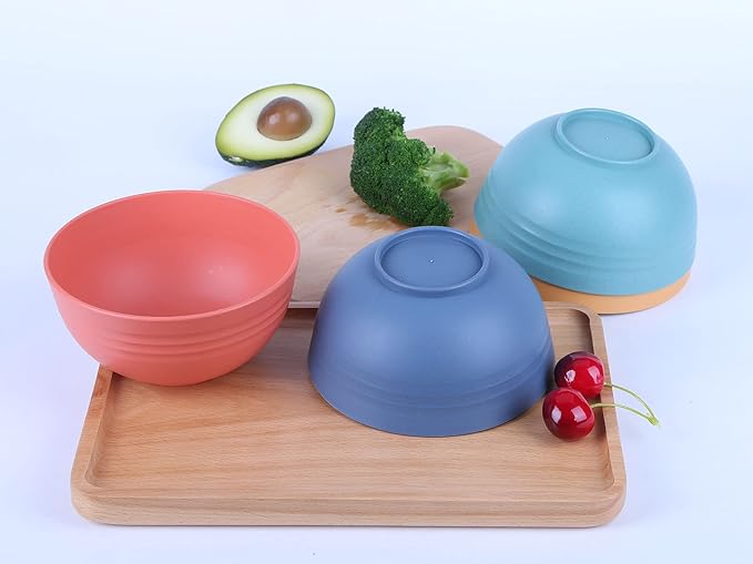 LuckyZone Unbreakable Cereal Bowls - 24 oz Reusable Wheat Straw Bowl Set of 6 - Dishwasher & Microwave Safe - Perfect for Cereal, Soup and Rice - BPA Free, Healthy & Eco-Friendly (6 Color_H)