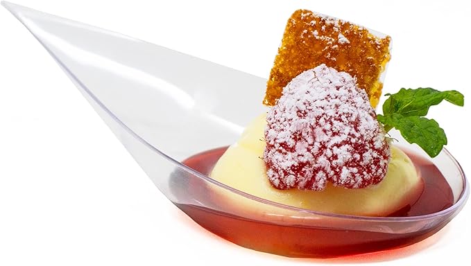 480 Case Tiny Clear Appetizer Plates Mini Plastic Dessert Spoons Professional-Grade Recyclable Party Small Serving Platter Clear Disposable Plates Serving Tray for Events CMJJ