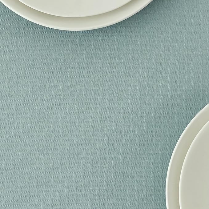 maxmill Tablecloth Weaved Texture Stain Resistant Waterproof, Wrinkle Resistant Washable Table Cloth, Fabric Table Cover for Dining Room, Indoor Outdoor Use, Rectangle 60 x 120 Inch, Dusty Blue