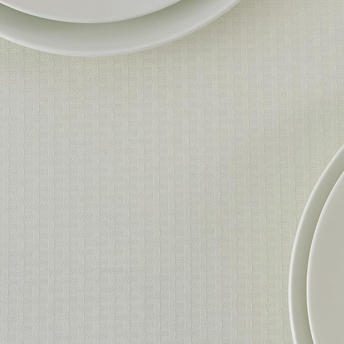 maxmill Rectangle Tablecloth Weaved Texture Design Water Resistant Wrinkle Free Spill-Proof, Soft Table Cloth for Dining Room Decoration, Banquet Parties Event Holiday Dinner, 52 x 84 Inch Ivory