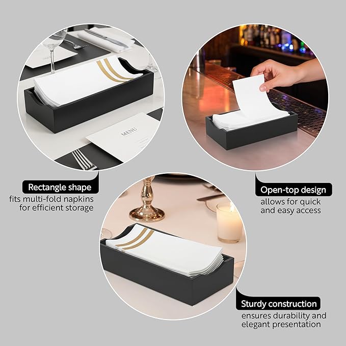 Restaurantware 9.5 x 4.25 x 2 Inch Flat Napkin Holder 1 Rectangle Wooden Napkin Holder - For Kitchen Tables or Countertops Sturdy Black Bamboo Kitchen Napkin Holder Dining Room Decor